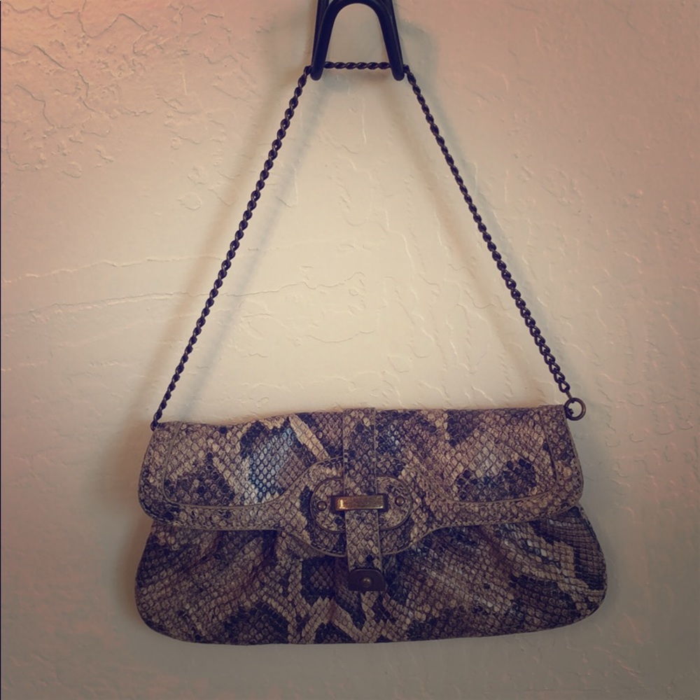 Talbots snakeskin print mini bag with chain handle